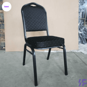 Black heavy-duty office chair with reinforced frame and cushioned seat in a workspace