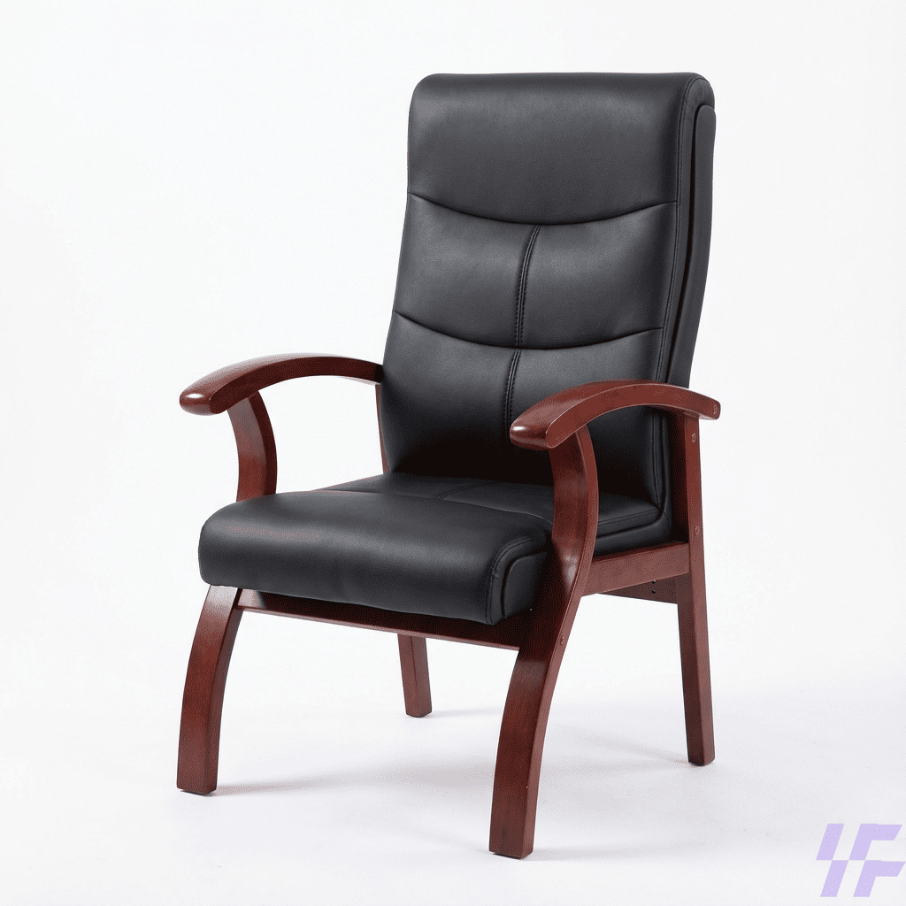 wooden arms visitors chair Wooden Arms Visitors Chair in office reception area with cushioned seating and elegant wooden armrests