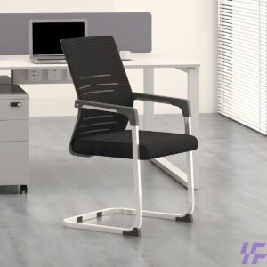 Mesh boardroom waiting chair with breathable ergonomic backrest, cushioned seat, and sturdy chrome frame, comfortable visitor seating for boardrooms, meeting rooms, and office reception areas in Kenya.