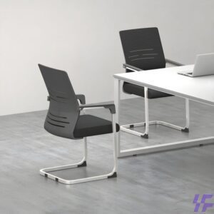 Mesh boardroom waiting chair with breathable ergonomic backrest, cushioned seat, and sturdy chrome frame, comfortable visitor seating for boardrooms, meeting rooms, and office reception areas in Kenya.