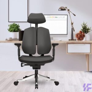 Comfortable fabric office chair with ergonomic back support, cushioned seat, and durable upholstered design, ideal for long working hours in offices and home workspaces in Kenya.