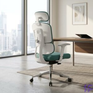 Green orthopedic office chair with ergonomic lumbar support, adjustable height, and cushioned seating, comfortable posture-friendly office chair for long working hours in Kenya.