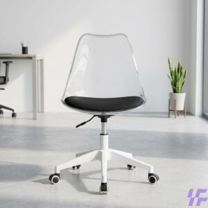 Clear acrylic desk chair with modern transparent design, ergonomic seating, and sturdy durable frame, stylish office chair ideal for home offices, study areas, and contemporary workspaces in Kenya.