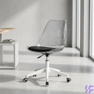 Clear acrylic desk chair with modern transparent design, ergonomic seating, and sturdy durable frame, stylish office chair ideal for home offices, study areas, and contemporary workspaces in Kenya.