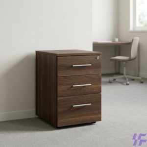 3-drawer movable pedestal with lockable drawers, smooth-rolling caster wheels, and durable construction, compact office storage solution for secure document organization in Kenya.