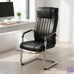 Office leather waiting chair with premium cushioned seating, durable leather upholstery, and sturdy frame, comfortable visitor chair ideal for reception areas, offices, and corporate waiting spaces in Kenya.