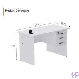 1.2m white study desk with spacious durable tabletop and modern sturdy frame, stylish workstation ideal for studying, home offices, and professional workspaces in Kenya.