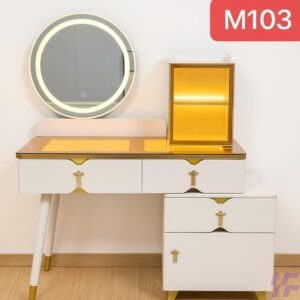 White modern dressing table with spacious tabletop, integrated storage drawers, and elegant contemporary design, stylish vanity furniture for bedrooms and dressing spaces in Kenya.