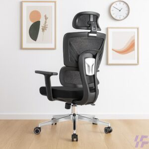 Mesh high-back ergonomic office chair with breathable backrest, adjustable lumbar support, headrest, and cushioned seating, comfortable executive chair for long working hours in office and home workspaces in Kenya.