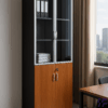 Slim Wooden & Glass Door Office Storage Cabinet