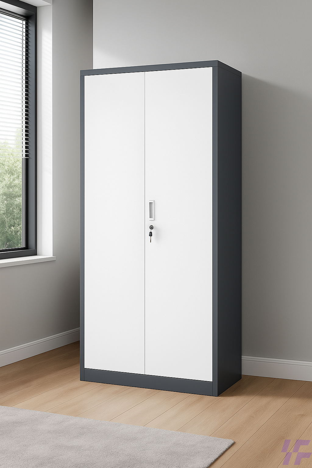 2-Door Metallic Filing Cabinet – Full Height, Lockable Design 2-Door Metallic Filing Cabinet – Full Height, Lockable Design