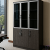 Dark Wood & Tinted Glass Executive Office Cabinet