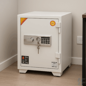 53KG Digital Fireproof Safe with Key Lock – White