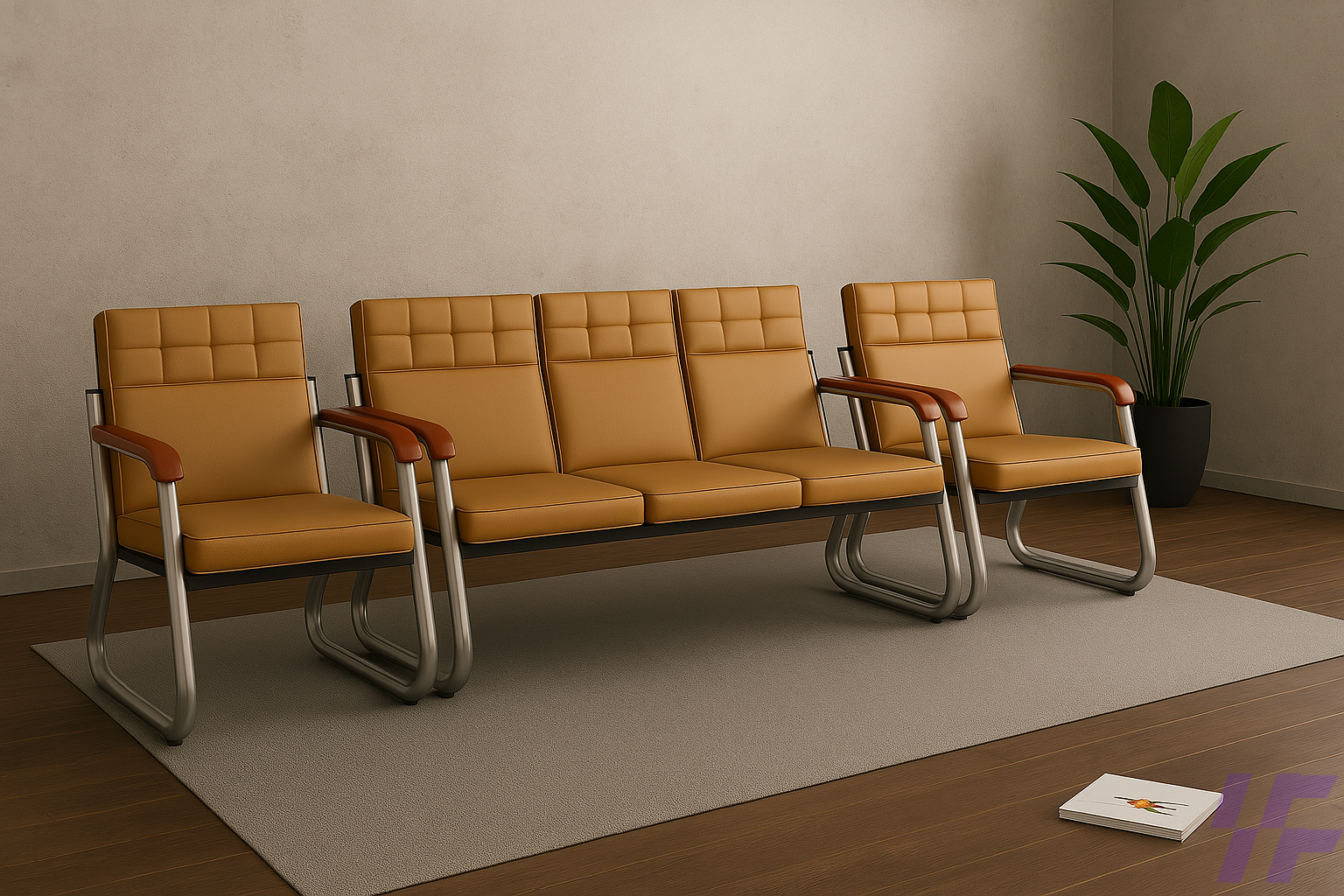 Brown 5 Seater Office Waiting Bench Brown 5 Seater Office Waiting Bench
