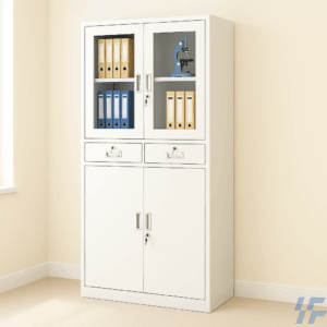 2-Door Metallic Half Glass Filing Cabinet