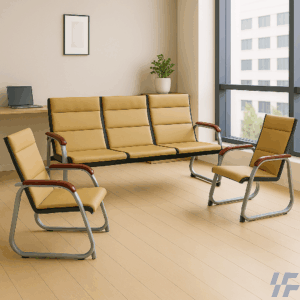Brown 5 Seater Waiting Sofa