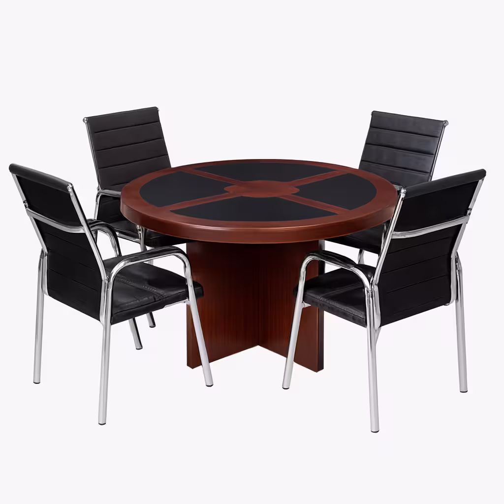 1.2M Round Boardroom Table 1.2M round boardroom table in a modern office conference room with chairs