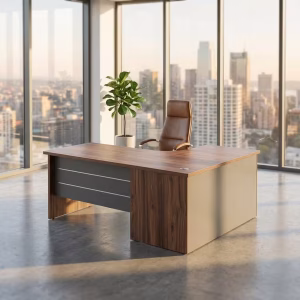 1.6M Modern Office Desk in a professional office setting with ample workspace and sleek design