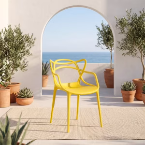 Yellow Twing bistro chair with modern design in a cafe setting