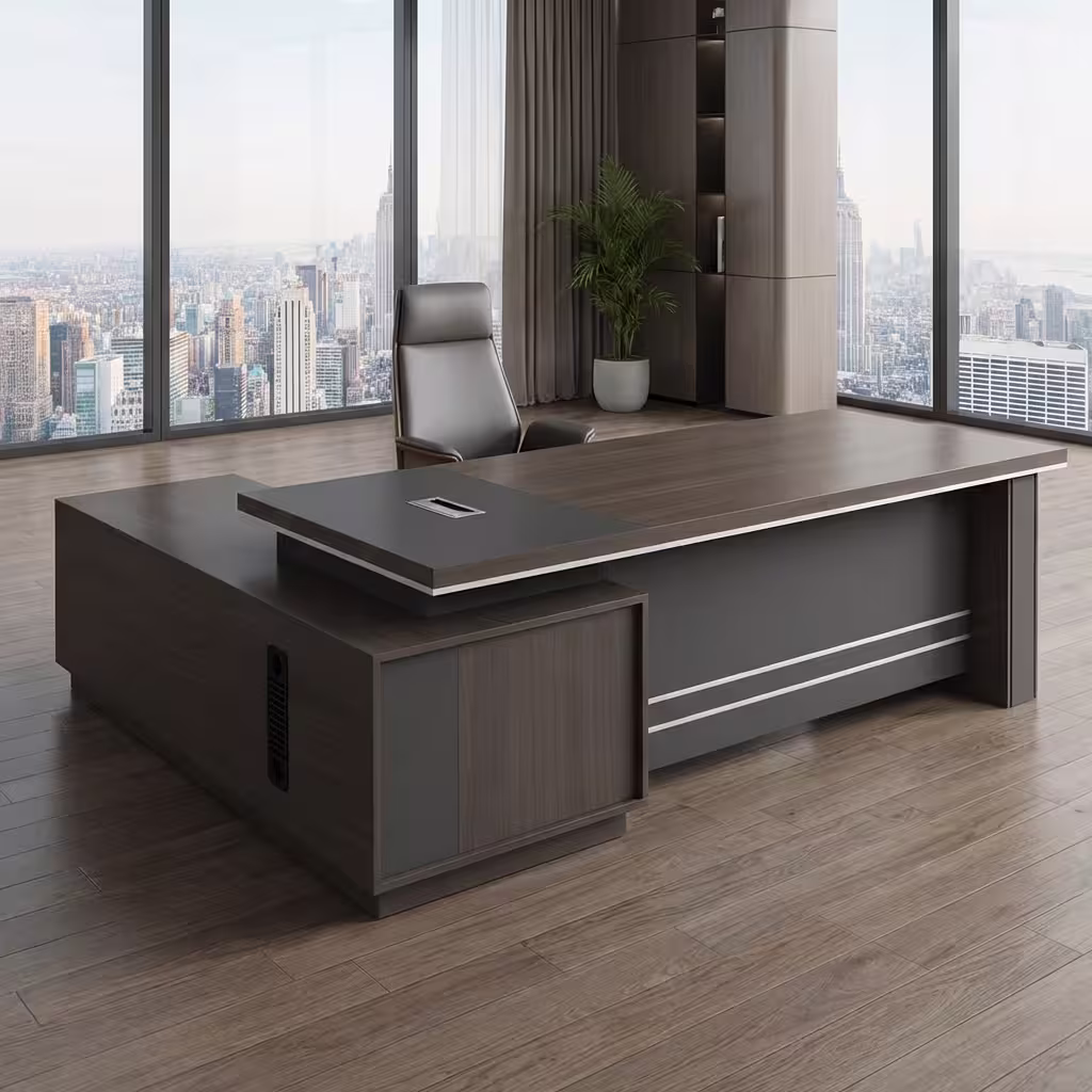 2M MODERN OFFICE DESK 2-meter modern office desk with organized workspace in a corporate office