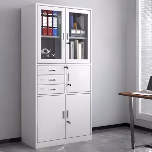Office filing cabinet with built-in safe for secure document storage