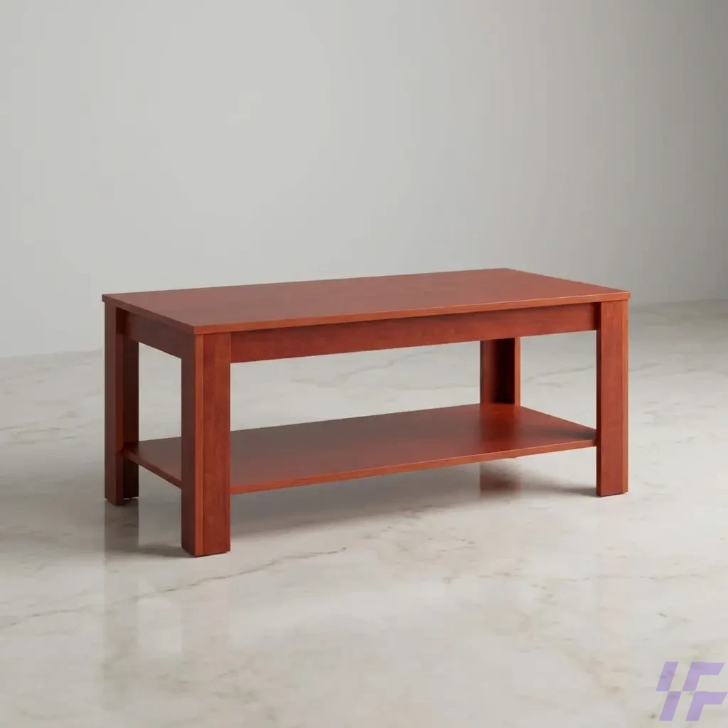 A 1.2m rectangular coffee table featuring a rich mahogany wood finish and a practical two-tier design for a modern living room or office lounge. This spacious wooden center table includes a sturdy top surface and a full-length bottom shelf, providing ample storage for books, magazines, and decor items. Designed with a clean-lined, minimalist aesthetic, this 120cm coffee table serves as a durable and stylish focal point that complements both contemporary and traditional interiors. Its robust construction and elegant wood grain make it an ideal low-profile tea table for high-traffic reception areas or home seating arrangements. A 1.2m rectangular coffee table featuring a rich mahogany wood finish and a practical two-tier design for a modern living room or office lounge. This spacious wooden center table includes a sturdy top surface and a full-length bottom shelf, providing ample storage for books, magazines, and decor items. Designed with a clean-lined, minimalist aesthetic, this 120cm coffee table serves as a durable and stylish focal point that complements both contemporary and traditional interiors. Its robust construction and elegant wood grain make it an ideal low-profile tea table for high-traffic reception areas or home seating arrangements.