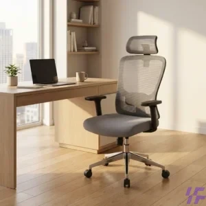 Ergonomic gray orthopedic office chair featuring a high-density foam seat, adjustable lumbar support, and breathable mesh back for superior comfort and posture.