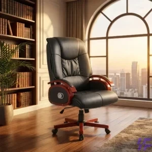 Premium leather director's recliner office chair with an integrated footrest, high-back ergonomic support, and plush padding for executive comfort. Premium leather director's recliner office chair with an integrated footrest, high-back ergonomic support, and plush padding for executive comfort.