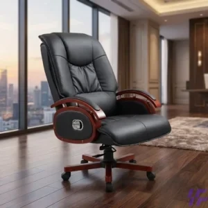 Premium leather director's recliner office chair with an integrated footrest, high-back ergonomic support, and plush padding for executive comfort. Premium leather director's recliner office chair with an integrated footrest, high-back ergonomic support, and plush padding for executive comfort.