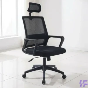 Ergonomic mesh office chair with breathable backrest, lumbar support, and adjustable height for comfortable all-day seating in a professional workspace.
