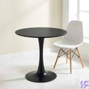Modern Black Round Dining Table with Minimalist Pedestal Base and Scratch-Resistant Matte Finish for Contemporary Kitchen or Open-Plan Living Spaces
