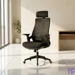 Premium Black Ergonomic Adjustable Office Chair with Breathable Mesh Backrest, Lumbar Support, and Synchronized Tilt Mechanism for All-Day Workplace Comfort