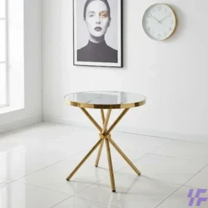 Elegant Round Dining Table with White Marble-Style Top and Luxury Gold Pedestal Base for Modern Kitchens and Contemporary Dining Room Decor
