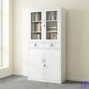 Durable heavy-duty steel office filing cabinet with secure locking drawers and an anti-tilt mechanism for professional document organization and high-capacity storage.