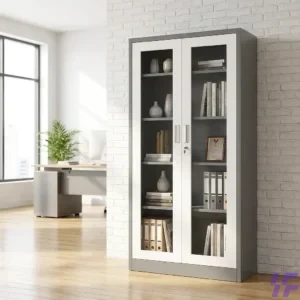 Full-glass lockable file cabinet with durable frame and clear visibility, modern secure office storage solution for documents and files in Kenya
