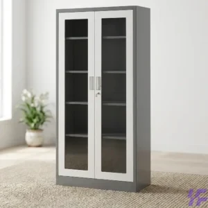 Full-glass lockable file cabinet with durable frame and clear visibility, modern secure office storage solution for documents and files in Kenya