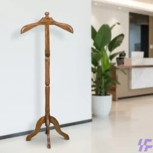 Vertical wooden coat hanger stand with multiple hooks for coats, hats, and bags, durable modern freestanding storage rack for home and office use in Kenya