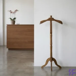Vertical wooden coat hanger stand with multiple hooks for coats, hats, and bags, durable modern freestanding storage rack for home and office use in Kenya