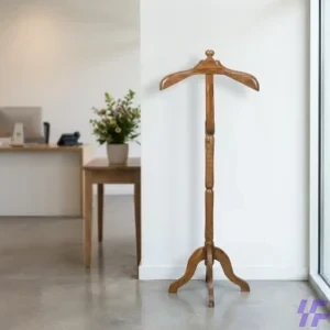 Vertical wooden coat hanger stand with multiple hooks for coats, hats, and bags, durable modern freestanding storage rack for home and office use in Kenya