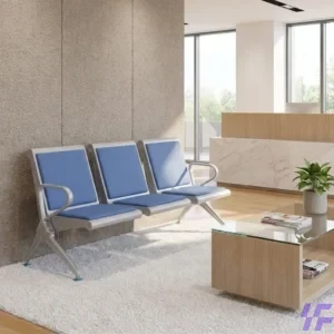 Blue reception waiting bench with durable metal frame and cushioned seats, comfortable multi-seat visitor seating solution for offices, hospitals, and reception areas in Kenya