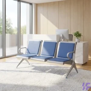 Blue reception waiting bench with durable metal frame and cushioned seats, comfortable multi-seat visitor seating solution for offices, hospitals, and reception areas in Kenya