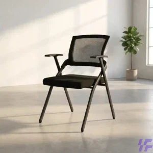 Black foldable study chair with sturdy steel frame and padded seat, lightweight space-saving seating ideal for students, training rooms, home, and office use in Kenya