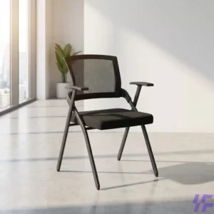Black foldable study chair with sturdy steel frame and padded seat, lightweight space-saving seating ideal for students, training rooms, home, and office use in Kenya