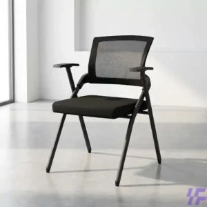 Black foldable study chair with sturdy steel frame and padded seat, lightweight space-saving seating ideal for students, training rooms, home, and office use in Kenya