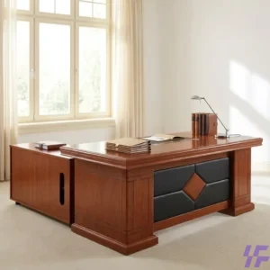 L-shaped executive office table with spacious work surface, integrated storage, and modern design, ideal for professional workspaces, home offices, and corporate setups in Kenya