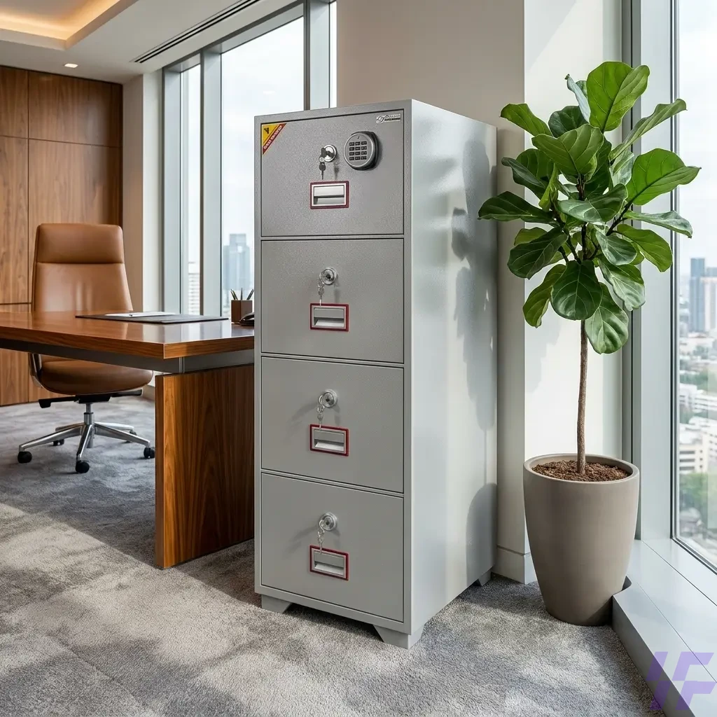 Fireproof office filing cabinet with heavy-duty steel construction and secure lockable drawers, reliable document protection and safe storage solution for offices and businesses in Kenya Fireproof office filing cabinet with heavy-duty steel construction and secure lockable drawers, reliable document protection and safe storage solution for offices and businesses in Kenya