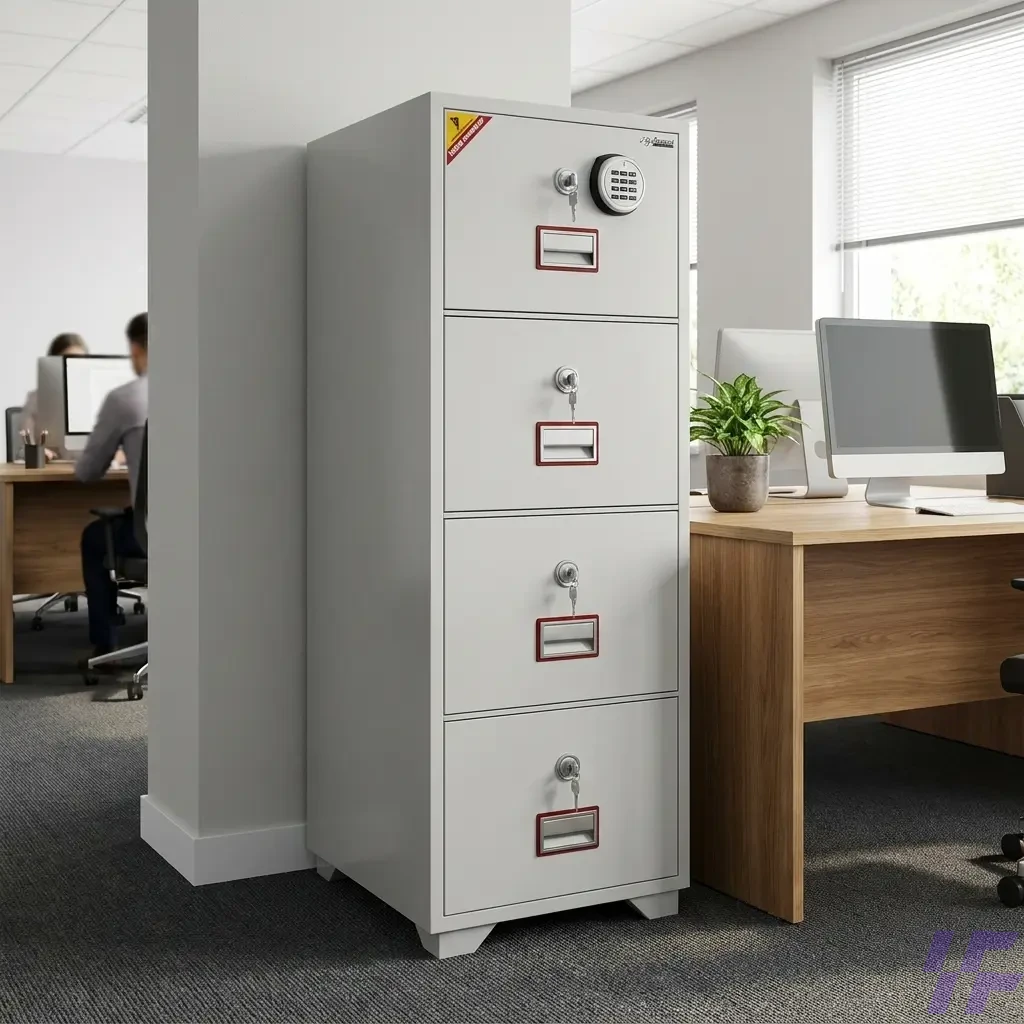 Fireproof office filing cabinet with heavy-duty steel construction and secure lockable drawers, reliable document protection and safe storage solution for offices and businesses in Kenya Fireproof office filing cabinet with heavy-duty steel construction and secure lockable drawers, reliable document protection and safe storage solution for offices and businesses in Kenya