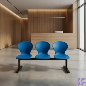 Blue reception waiting bench with durable metal frame and cushioned multi-seat design, comfortable visitor seating solution for office reception, hospital, and commercial waiting areas in Kenya