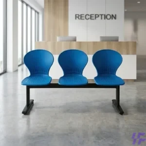 Blue reception waiting bench with durable metal frame and cushioned multi-seat design, comfortable visitor seating solution for office reception, hospital, and commercial waiting areas in Kenya
