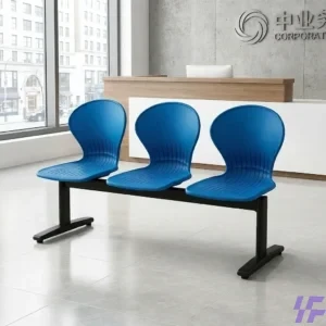 Blue reception waiting bench with durable metal frame and cushioned multi-seat design, comfortable visitor seating solution for office reception, hospital, and commercial waiting areas in Kenya